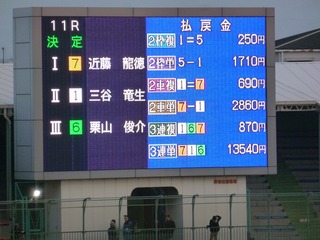 大本命・三谷選手敗退で、まずまずの好配当